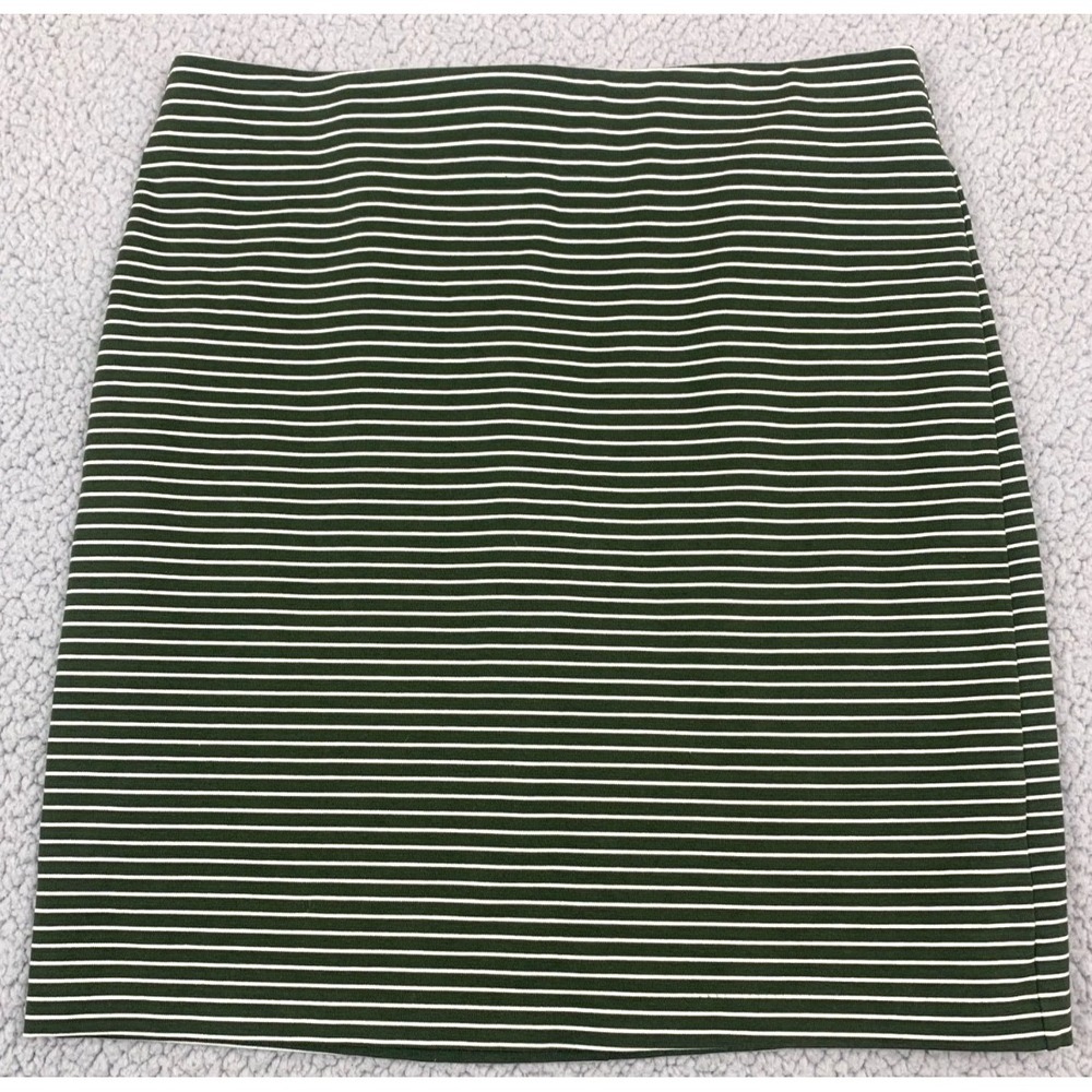 Old Navy Mini Pencil Skirt Womens Medium Hunter Green Striped Ponte-Knit Stretch